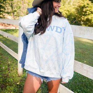 Light Blue Tie-Dye Sweatshirt Howdy